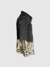 Load image into Gallery viewer, Longer Washed Black Denim Jacket with Champagne Gold Foil