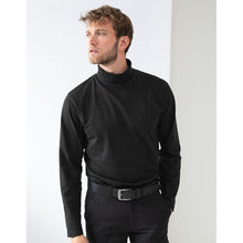 Load image into Gallery viewer, Henbury Mens Long Sleeve Cotton Rich Roll Neck Top / Sweatshirt (Black)