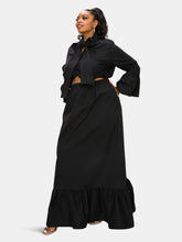 Load image into Gallery viewer, Poplin Bell Sleeve Top and Maxi Skirt Set