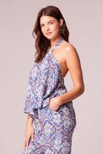 Load image into Gallery viewer, Carmen Blue Paisley Pattern Halter Top