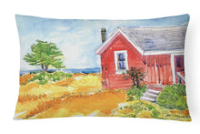 Load image into Gallery viewer, 12 in x 16 in  Outdoor Throw Pillow Old Red Cottage House at the lake or Beach Canvas Fabric Decorative Pillow