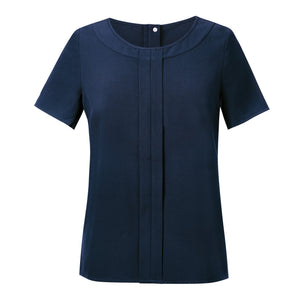 Brook Taverner Womens/Ladies Verona Crepe De Chine Short Sleeved Blouse (Navy)
