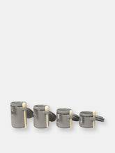 Load image into Gallery viewer, 4 Piece Ceramic Canisters with Easy Open Air-Tight Clamp Top Lid and Wooden Spoons, Grey