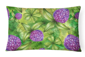 12 in x 16 in  Outdoor Throw Pillow Shamrocks in Bloom Canvas Fabric Decorative Pillow