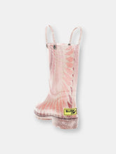 Load image into Gallery viewer, Kids Tie Dye Lighted Rain Boot - Rose Gold
