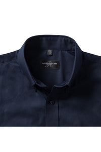 Russell Collection Mens Short Sleeve Easy Care Oxford Shirt (Bright Navy)