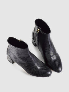 Monti Black Embossed Leather Bootie