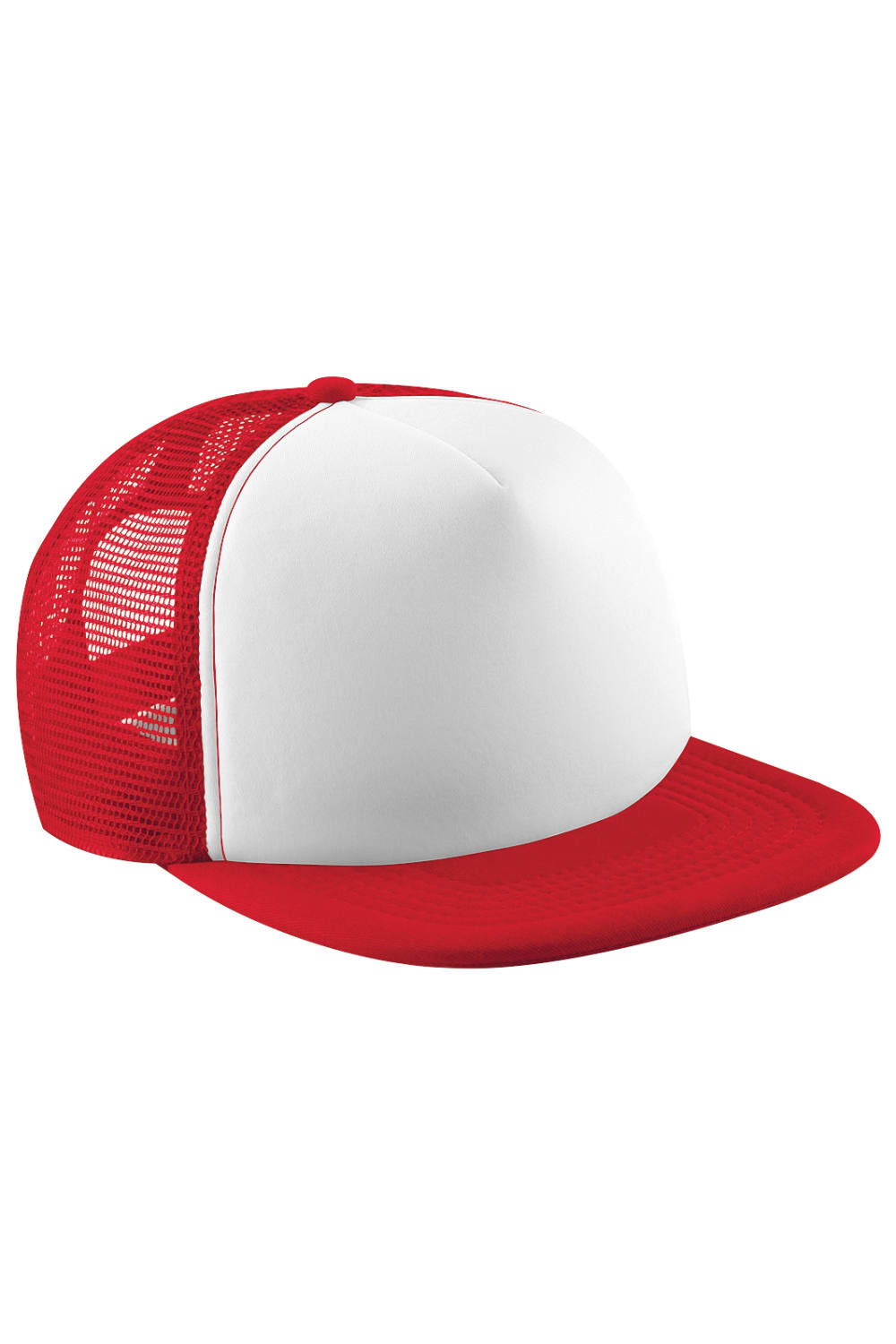 Vintage Plain Snap-Back Trucker Cap - Classic Red/White