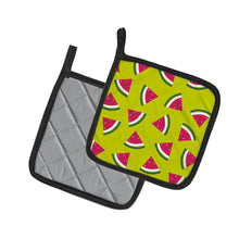 Load image into Gallery viewer, Watermelon on Lime Green Pair of Pot Holders