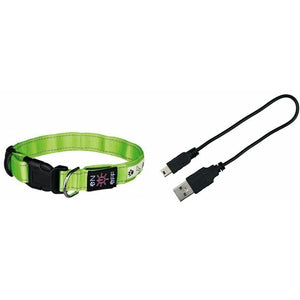 Trixie Flash Light Dog Collar (Green/White/Black) (19.69in - 23.62in)