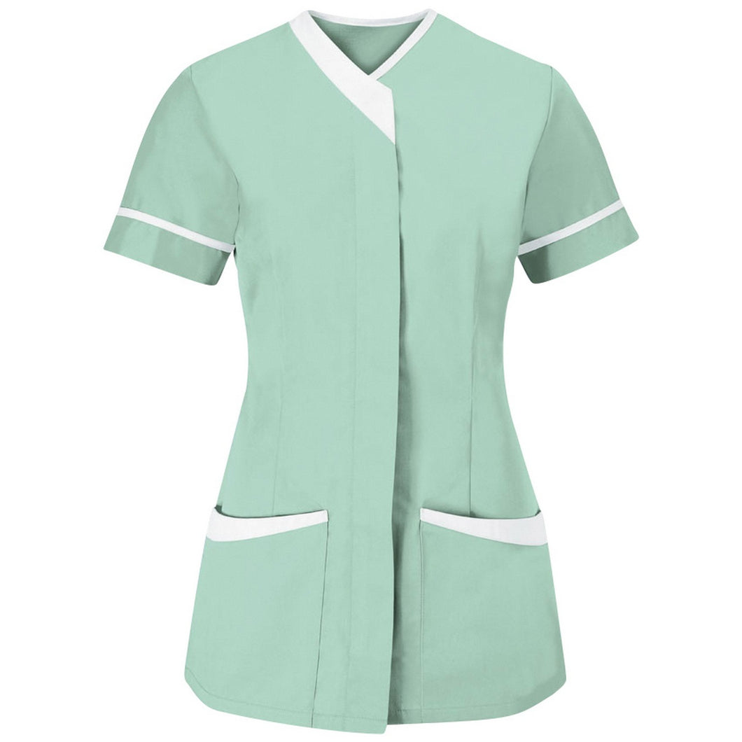 Alexandra Womens/Ladies Contrast Trim Medical/Healthcare Work Tunic (Pack of 2) (Aqua/White)