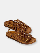 Load image into Gallery viewer, Knotted Sandal on Footbed Gold Nappa