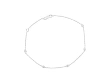 Load image into Gallery viewer, .925 Sterling Silver 1/4 cttw Bezel Set Round-Cut Diamond 5 Station Strand Bracelet