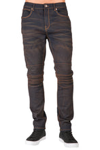 Load image into Gallery viewer, Men&#39;s Premium Stretch Denim Moto Jeans Slim Tapered Fit Copper Wash
