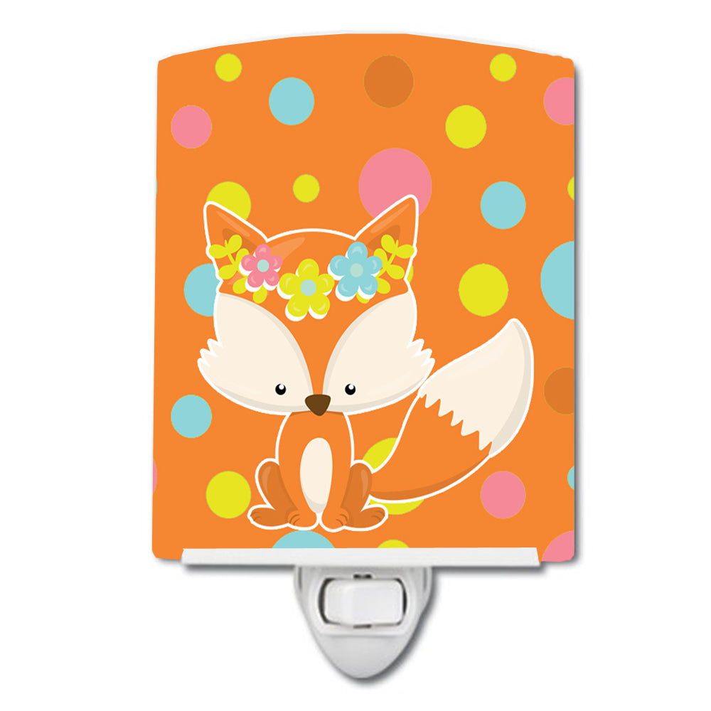 Baby Fox Flowerchild Polkadots Ceramic Night Light