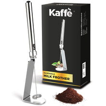 Load image into Gallery viewer, Kaffe Handheld Milk Frother Whisk with Stand. Stainless Steel Battery Operated Electric Foamer.