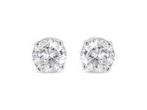 14K White Gold 1/5 Cttw Round Brilliant-Cut Near Colorless Diamond Classic 4-Prong Stud Earrings