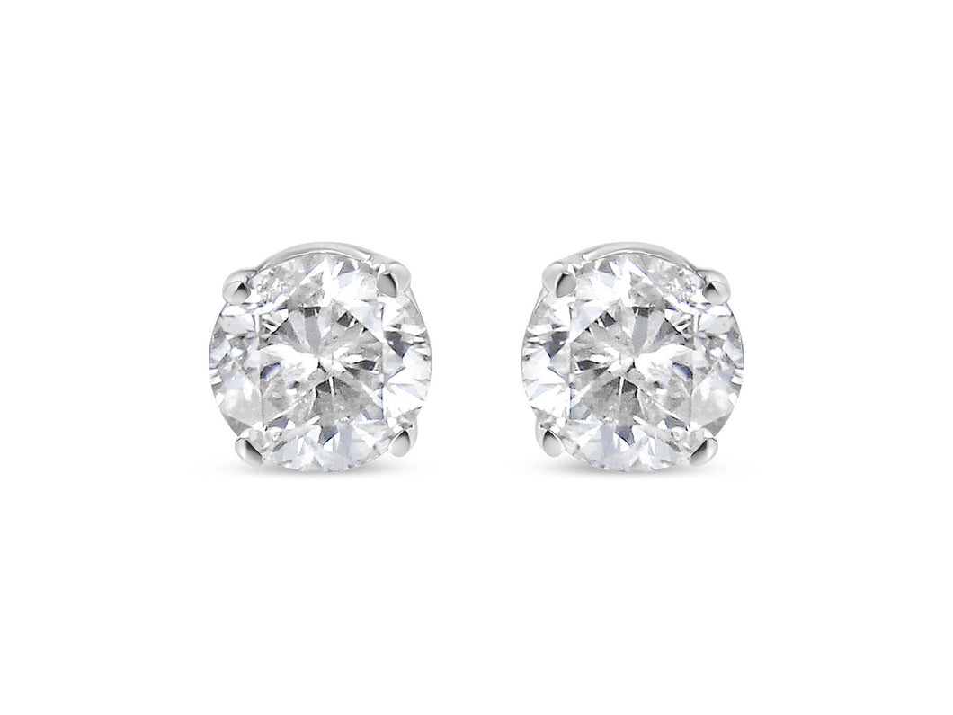 14K White Gold 1/3 Cttw Round Brilliant-Cut Near Colorless Diamond Classic 4-Prong Stud Earrings