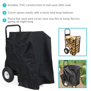 Firewood Log Cart Carrier Rack Holder with Heavy-Duty Waterproof Cover