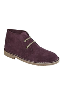 Womens/Ladies Real Suede Unlined Desert Boots (Plum)