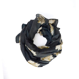 Black large blockprint scarf unisex -Â Dreamcatcher