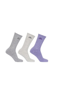 Trespass Womens/Ladies Stopford Cushioned Socks (Pack Of 3) (Light Gray/Smoke/Purple Heather)