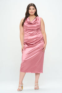 Topanga Satin Stretch Cowl Dress