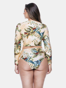 Plus Size High Waisted Bikini Bottom in Douro Print