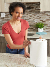 Load image into Gallery viewer, Grove Free Standing Paper Towel Holder with Weighted Base and Padded Base, White