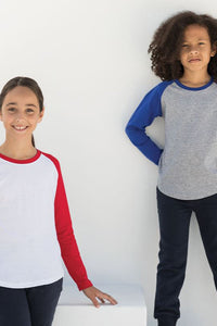 Skinni Minni Childrens/Kids Long Sleeve Baseball T-Shirt (Oxford Navy/Heather Grey)