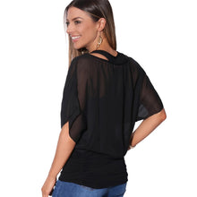 Load image into Gallery viewer, Womens/Ladies Oversized Chiffon Batwing 2 Piece Top - Black