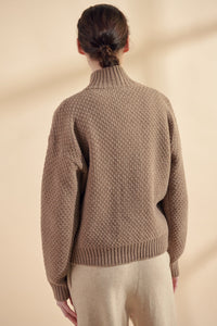 High Neck Wool Sweater Cardigan