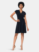 Load image into Gallery viewer, Cap Sleeve Circle Wrap Dress in Black Crepe