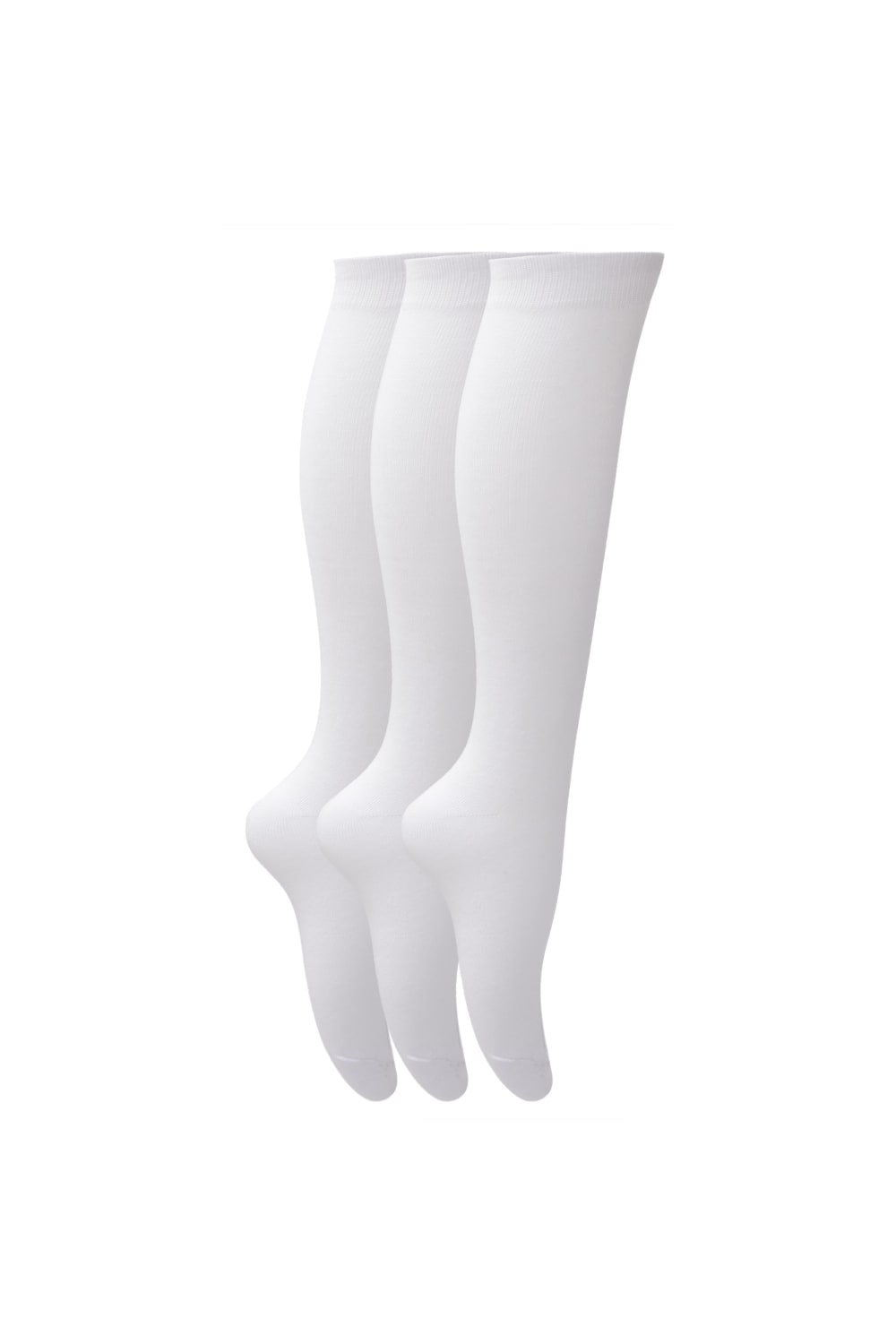Childrens Girls Plain Knee High School Socks (Pack Of 3) (White)