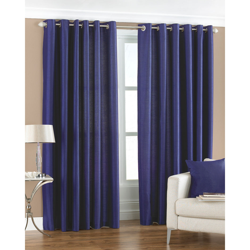 Riva Home Fiji Faux Silk Ringtop Curtains (Royal Blue) (46 x 72 inch)