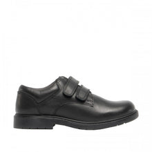 Load image into Gallery viewer, Roamers Boys Twin Touch Fastening Casual Leather Shoe (Black)