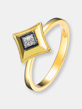 Load image into Gallery viewer, Sterling Silver Black and Gold Plated Cubic Zirconia Solitaire Ring