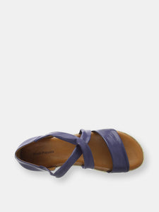 Womens/Ladies Gemma Espadrille Leather Wedge Sandals - Navy