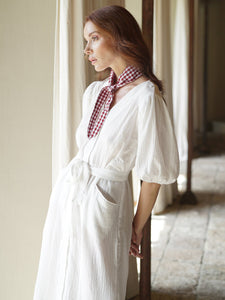 Meghan Crinkle Midi Dress In Off-White