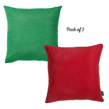 Load image into Gallery viewer, Christmas Colors Solid Decorative Throw Pillow Set Of 2 Square 18&quot; x 18&quot; Green And Red For Couch, Bedding