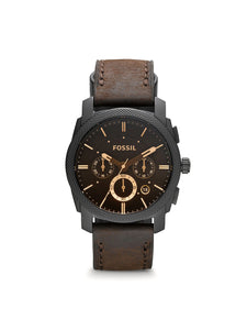 FS4656 Elegant Japanese Movement Fashionable Machine Mid-Size Chronograph Brown Leather Watch