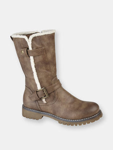 Womens/Ladies Donna Faux Fur Calf Boot (Brown)