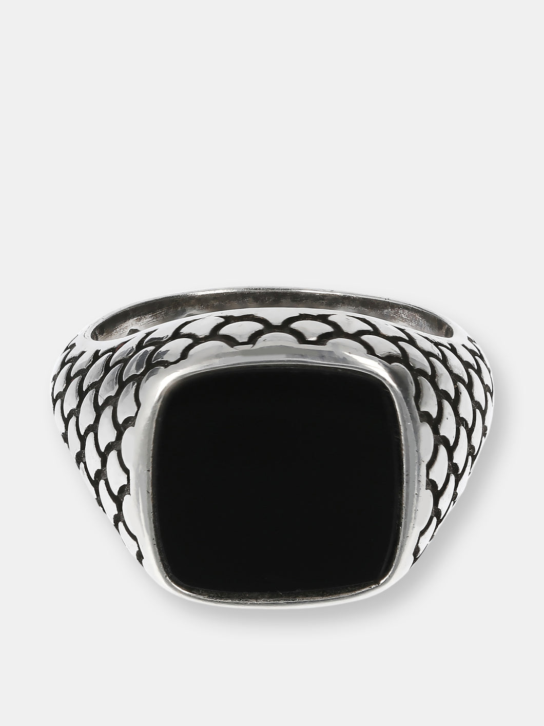 Band Ring With Mermaid Texture - Black Onyx