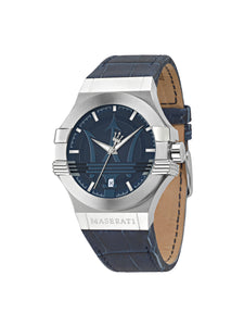 Maserati Watch R8851108015 Potenza Date Window Luminescent-Blue / Stainless Steel