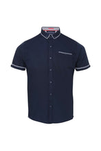 Load image into Gallery viewer, Brave Soul Mens Colvin Short Sleeve Shirt With Contrast Check Detail (Navy)