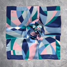 Load image into Gallery viewer, Abstract Graphic Silk Scarf in Blue