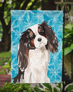 11 x 15 1/2 in. Polyester Tricolor Cavalier Spaniel Winter Garden Flag 2-Sided 2-Ply