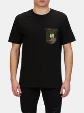 Load image into Gallery viewer, Black Tee with Camo Pocket
