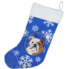 Load image into Gallery viewer, Winter Snowflakes English Bulldog Christmas Stocking