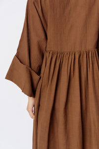 Cocoa Brown Gathered Dress